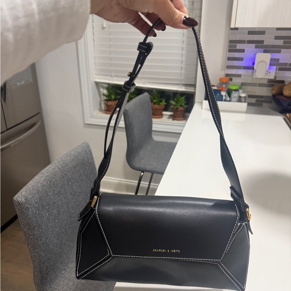 Charles & Keith Black Geometric Shoulder Bag